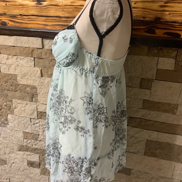 Whimsical Cadet Blue Floral Nighty Apt 9 Semi Sheer Medium - Picture 3 of 5